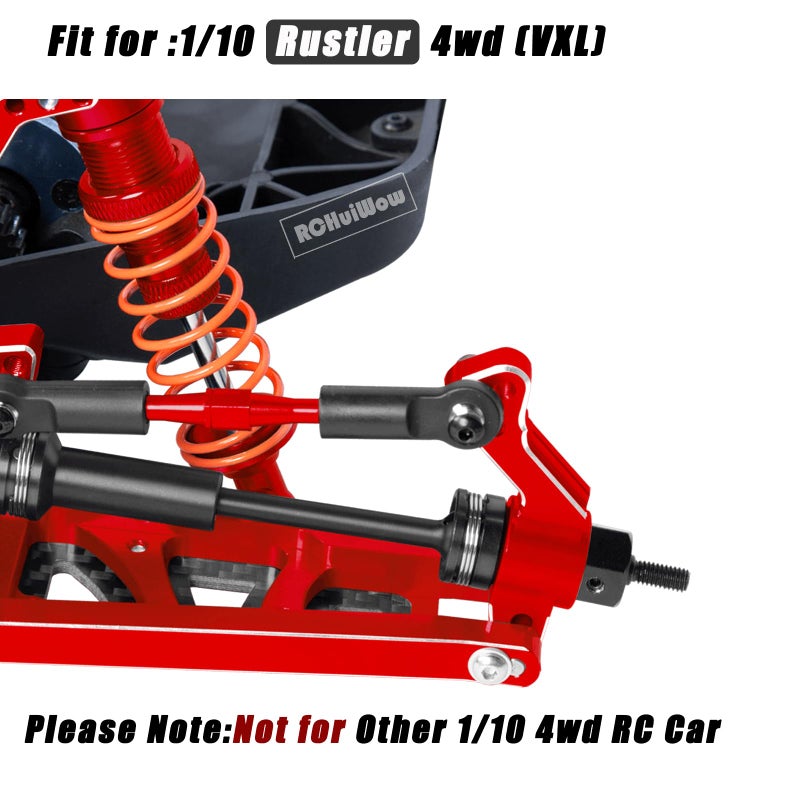 جزء ترقيات RCHuiWow RC لـ 1/10 Rustler 4x4/Rustler 4x4 VXL 4WD، عمود الإدارة، أذرع التعليق، كتل التوجيه، كتلة العجلات، حاملات المحور الخلفي، أبراج الصدمات، كتلة التوجيه، أحمر - Image 2